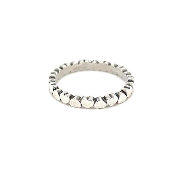 Silver 925 Heart Link Band Ring - Picture 1 of 9